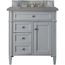 Brittany 30" Free Standing Single Basin Hardwood Vanity Set with Grey Expo Quartz Top