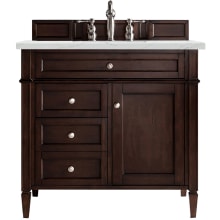 Brittany 36" Single Basin Poplar Wood Vanity Set with 3 cm Ethereal Noctis Quartz Vanity Top and Rectangular Sink