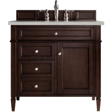 Brittany 36" Single Basin Poplar Wood Vanity Set with 3 cm Eternal Serena Quartz Vanity Top and Rectangular Sink