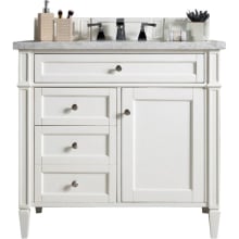 Brittany 36" Single Basin Poplar Wood Vanity Set with 3 cm Carrara White Natural Stone Vanity Top and Rectangular Sink