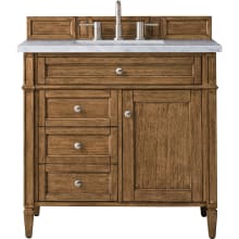Brittany 36" Single Basin Poplar Wood Vanity Set with 3 cm Pearl Jasmine Quartz Vanity Top and Rectangular Sink