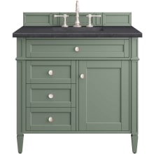 Brittany 36" Single Basin Poplar Wood Vanity Set with 3 cm Charcoal Soapstone Quartz Vanity Top and Rectangular Sink