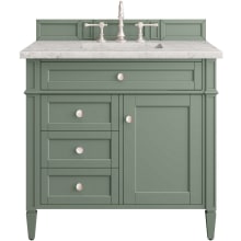 Brittany 36" Single Basin Poplar Wood Vanity Set with 3 cm Pearl Jasmine Quartz Vanity Top and Rectangular Sink