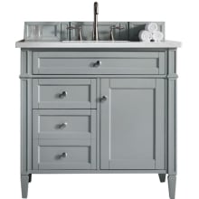 Brittany 36" Single Basin Poplar Wood Vanity Set with 3 cm Arctic Fall Solid Surface Vanity Top and Rectangular Sink