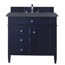 Brittany 36" Single Basin Poplar Wood Vanity Set with 3 cm Charcoal Soapstone Quartz Vanity Top and Rectangular Sink