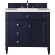 Brittany 36" Single Basin Poplar Wood Vanity Set with 3 cm Eternal Serena Quartz Vanity Top and Rectangular Sink
