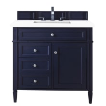 Brittany 36" Single Basin Poplar Wood Vanity Set with 3cm White Zeus Quartz Vanity Top and Rectangular Sink