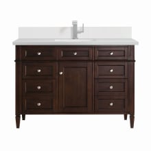 Brittany 48" Single Basin Poplar Wood Vanity Set with 3cm White Zeus Silestone Quartz Vanity Top, Backsplash and Rectangular Sink