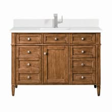 Brittany 48" Single Basin Poplar Wood Vanity Set with 3cm White Zeus Silestone Quartz Vanity Top, Backsplash and Rectangular Sink