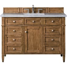 Brittany 48" Single Basin Poplar Wood Vanity Set with 3 cm Carrara White Natural Stone Vanity Top and Rectangular Sink