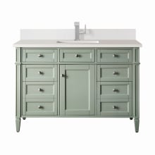 Brittany 48" Single Basin Poplar Wood Vanity Set with 3cm White Zeus Silestone Quartz Vanity Top, Backsplash and Rectangular Sink