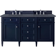 Brittany 60" Double Basin Poplar Wood Vanity Set with 3 cm Charcoal Soapstone Quartz Vanity Top and Rectangular Sinks