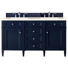 Brittany 60" Double Basin Poplar Wood Vanity Set with 3 cm Eternal Marfil Quartz Vanity Top and Rectangular Sinks