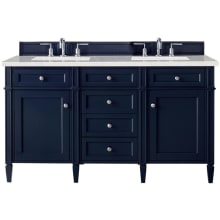 Brittany 60" Double Basin Poplar Wood Vanity Set with 3 cm Eternal Serena Quartz Vanity Top and Rectangular Sinks