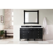 Brittany 60" Single Basin Poplar Wood Vanity Set with 3cm White Zeus Quartz Vanity Top and Rectangular Sink