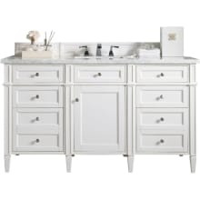 Brittany 60" Single Basin Poplar Wood Vanity Set with 3 cm Carrara White Natural Stone Vanity Top and Rectangular Sink