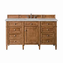 Brittany 60" Single Basin Poplar Wood Vanity Set with 3cm Victorian Silver Silestone Quartz Vanity Top and Rectangular Sink