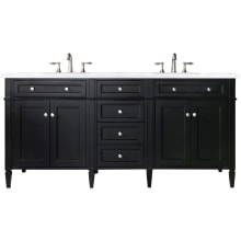 Brittany 72" Double Basin Poplar Wood Vanity Set with 3 cm Arctic Fall Solid Surface Vanity Top and Rectangular Sinks
