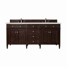 Brittany 72" Double Basin Poplar Wood Vanity Set with 3cm Lime Delight Silestone Quartz Vanity Top and Rectangular Sinks