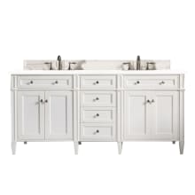 Brittany 72" Free Standing Double Basin Vanity Set with Wood Cabinet and 3cm Quartz Vanity Top