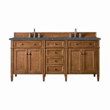 Brittany 72" Double Basin Poplar Wood Vanity Set with 3cm Parisien Bleu Silestone Quartz Vanity Top and Rectangular Sinks