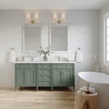 Brittany 72" Double Basin Poplar Wood Vanity Set with 3cm White Zeus Silestone Quartz Vanity Top, Backsplash and Rectangular Sinks