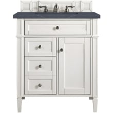 Brittany 30" Single Basin Poplar Wood Vanity Set with 3 cm Charcoal Soapstone Quartz Vanity Top and Rectangular Sink