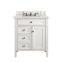 Brittany 30" Single Basin Poplar Wood Vanity Set with 3 cm Pearl Jasmine Quartz Vanity Top and Rectangular Sink