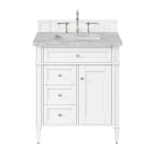 Brittany 30" Free Standing Single Basin Vanity Set with Cabinet and Victorian Silver Quartz