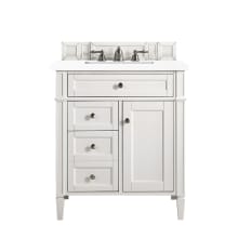 Brittany 30" Single Basin Poplar Wood Vanity Set with 3cm White Zeus Quartz Vanity Top and Rectangular Sink