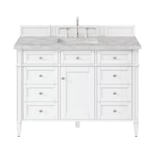 Brittany 48" Free Standing Single Basin Vanity Set with Cabinet and Victorian Silver Quartz