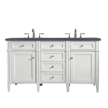 Brittany 60" Double Basin Poplar Wood Vanity Set with 3 cm Charcoal Soapstone Quartz Vanity Top and Rectangular Sinks