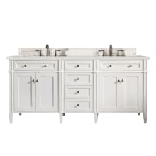 Brittany 72" Double Basin Poplar Wood Vanity Set with 3 cm Eternal Serena Quartz Vanity Top and Rectangular Sinks