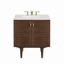 Amberly 30" Single Basin Wood Vanity Set with 3cm Lime Delight Silestone Quartz Vanity Top, Rectangular Sink, USB Port and Electrical Outlet