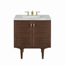 Amberly 30" Single Basin Wood Vanity Set with 3cm Victorian Silver Silestone Quartz Vanity Top, Rectangular Sink, USB Port and Electrical Outlet