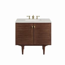 Amberly 36" Single Basin Wood Vanity Set with 3cm Lime Delight Silestone Quartz Vanity Top, Rectangular Sink, USB Port and Electrical Outlet