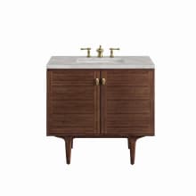Amberly 36" Single Basin Wood Vanity Set with 3cm Victorian Silver Silestone Quartz Vanity Top, Rectangular Sink, USB Port and Electrical Outlet