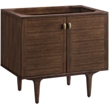 Amberly 36" Free Standing or Wall Mounted Single Basin Rubberwood Vanity Cabinet Only with USB Port and Electrical Outlet