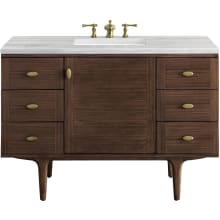 Amberly 48" Free Standing or Wall Mounted Single Basin Rubberwood Vanity Set with 3cm Arctic Fall Solid Surface Vanity Top and Rectangular Sink
