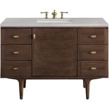 Amberly 48" Free Standing or Wall Mounted Single Basin Rubberwood Vanity Set with 3cm Eternal Serena Quartz Vanity Top and Rectangular Sink