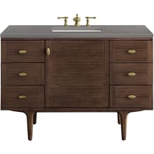 Amberly 48" Free Standing or Wall Mounted Single Basin Rubberwood Vanity Set with 3cm Grey Expo Quartz Vanity Top and Rectangular Sink
