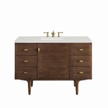 Amberly 48" Single Basin Wood Vanity Set with 3cm Lime Delight Silestone Quartz Vanity Top, Rectangular Sink, USB Port and Electrical Outlet