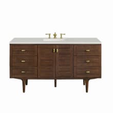 Amberly 60" Single Basin Wood Vanity Set with 3cm Lime Delight Silestone Quartz Vanity Top, Rectangular Sink, USB Port and Electrical Outlet