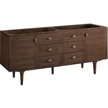 Amberly 72" Free Standing or Wall Mounted Double Basin Rubberwood Vanity Cabinet Only with USB Port and Electrical Outlet