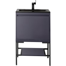 Milan 24" Wall Mounted or Free Standing Single Basin Hardwood Vanity Set with 5/8" Charcoal Black Stone Composite Top