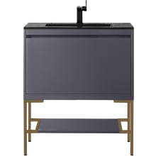 Milan 32" Free Standing Single Basin Poplar Vanity Set with 3 cm Charcoal Black Granite Vanity Top and Rectangular Sink