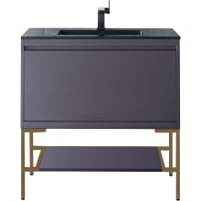 Milan 36" Free Standing Single Basin Poplar Vanity Set with 3 cm Charcoal Black Composite Stone Vanity Top and Rectangular Sink