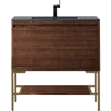Milan 36" Free Standing Single Basin Poplar Vanity Set with 3 cm Charcoal Black Composite Stone Vanity Top and Rectangular Sink