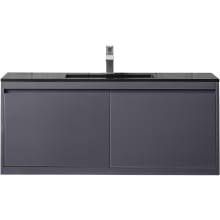 Milan 48" Wall Mounted Single Basin Hardwood Vanity Set with 5/8" Charcoal Black Stone Composite Top