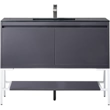 Milan 48" Wall Mounted or Free Standing Single Basin Hardwood Vanity Set with 5/8" Charcoal Black Stone Composite Top